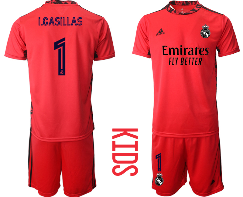 Youth 2020-2021 club Real Madrid red goalkeeper #1 Soccer Jerseys1->real madrid jersey->Soccer Club Jersey